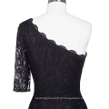 Kate Kasin Asymmetry One Shoulder Half Sleeve Short Black Lace Cocktail Party Dress KK000176-1